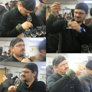 montage of pajh tasting whiskies at Caol Ila.